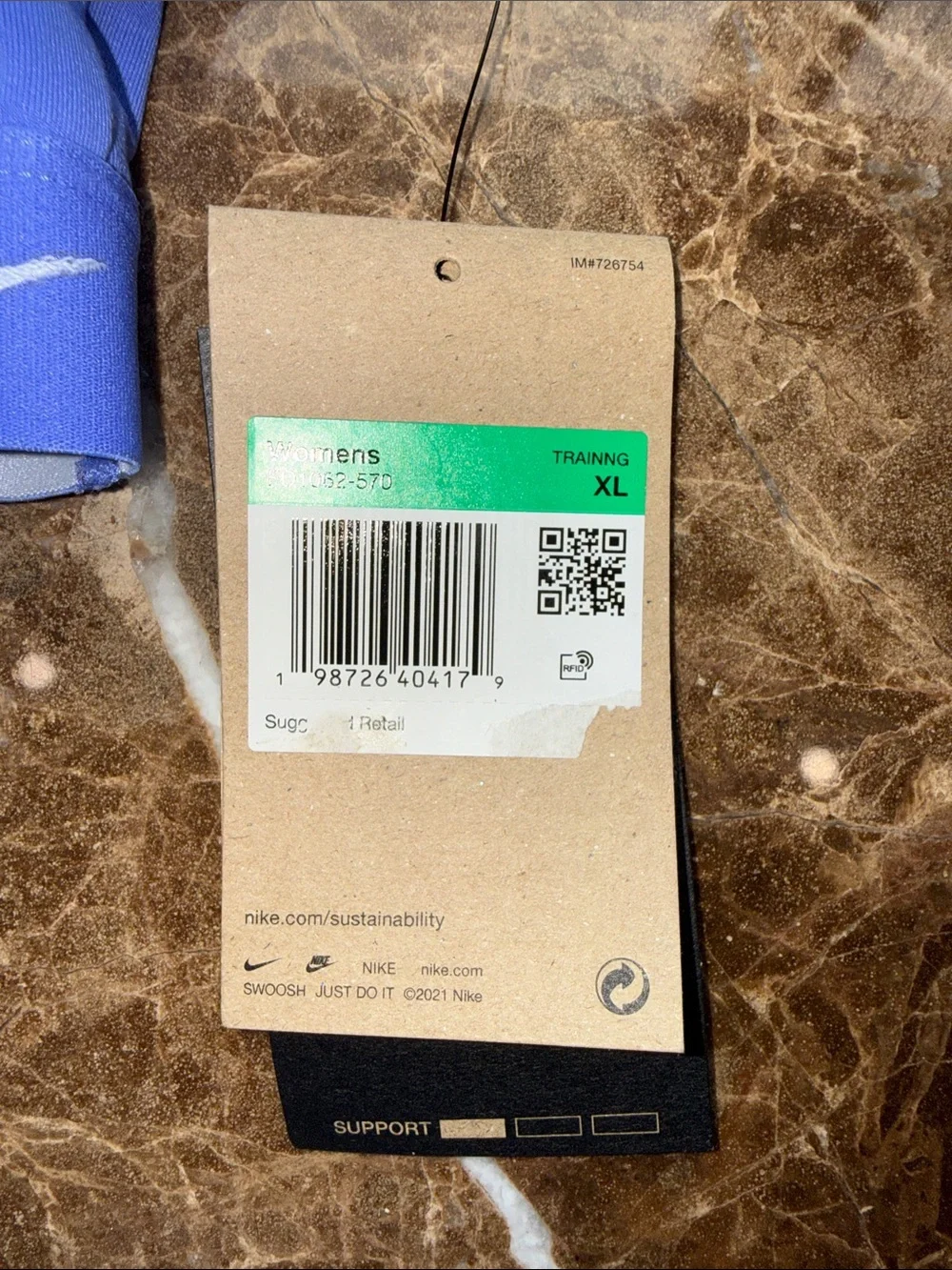 Nike Blue Logo Elastic-Band Light Support Sports Bra